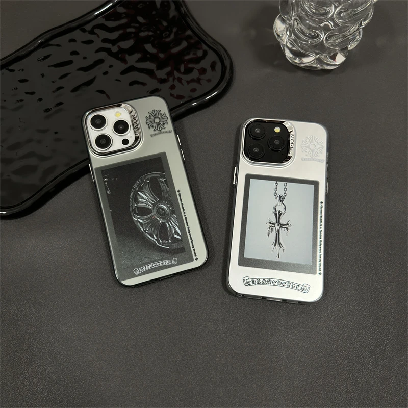 潮牌十字架轮毂项链适用iPhone16pro手机壳苹果15磨砂14防摔13p壳