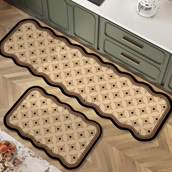 美式复古硅藻泥地垫吸水吸油耐磨脚垫长条防滑厨房地垫厂家批发