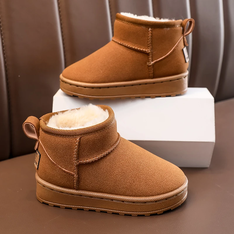 冬季新款时尚保暖加绒雪地靴棉靴户外防滑男女童雪地靴