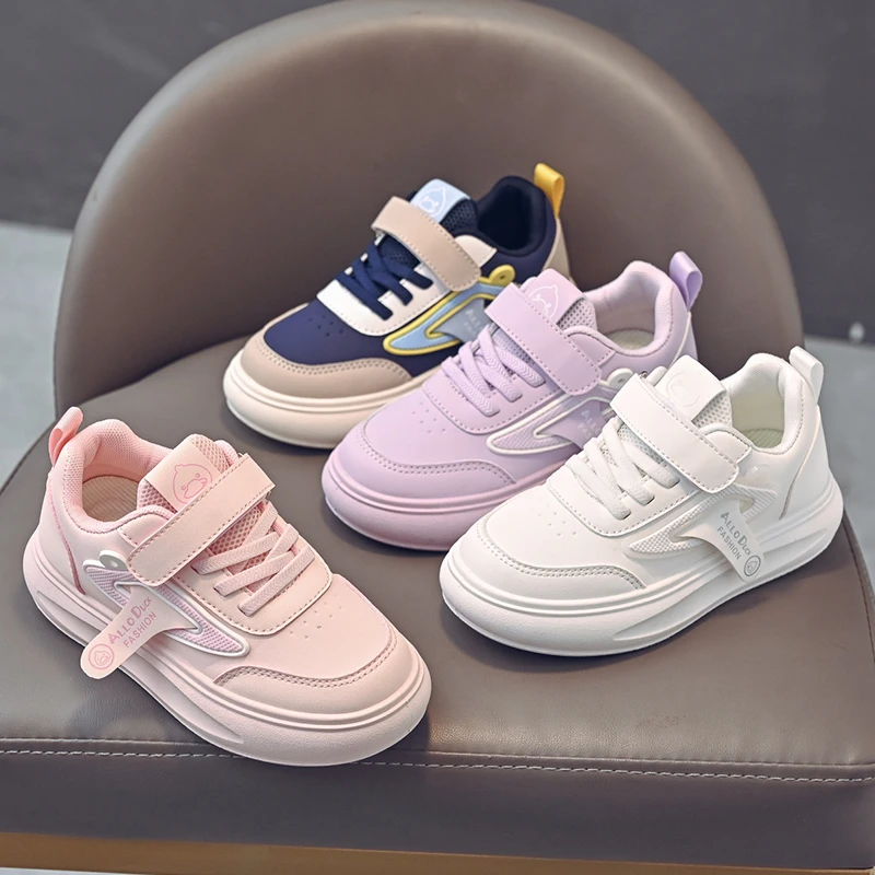 ALLO DUCK新款儿童小白鞋防滑平底潮鞋男女孩皮面休闲百搭童鞋