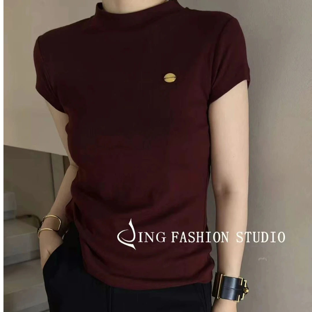 《金牌T》JING2024秋季新款6577休闲女装圆领短袖T恤打底上衣简约