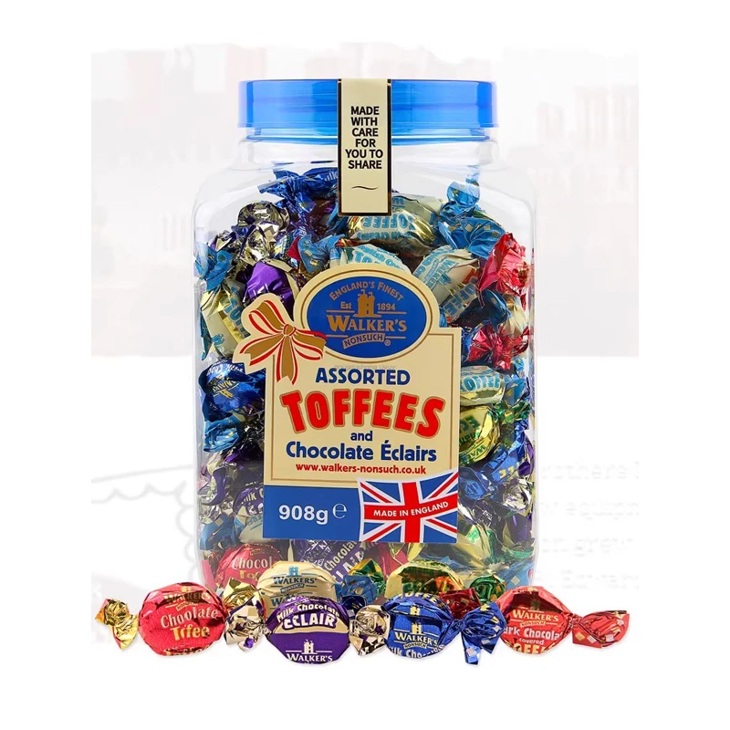 英国进口Walker's沃尔克斯什锦味5味太妃糖喜糖婚庆糖果908g罐装