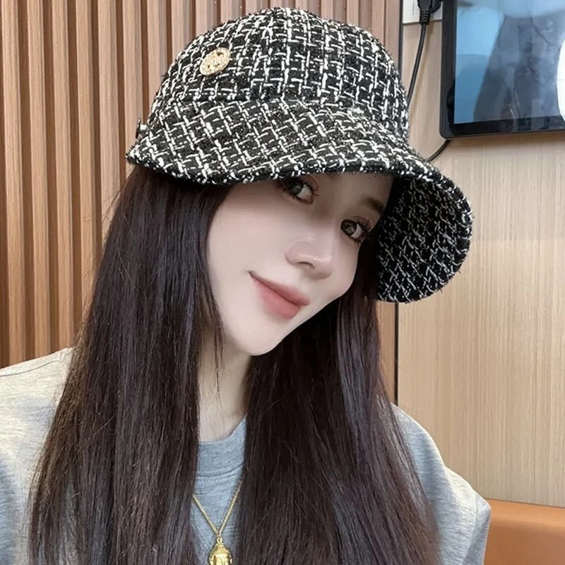 秋冬季新款可挂口罩大头围百搭渔夫帽子女小香风时尚鸭舌帽显脸小