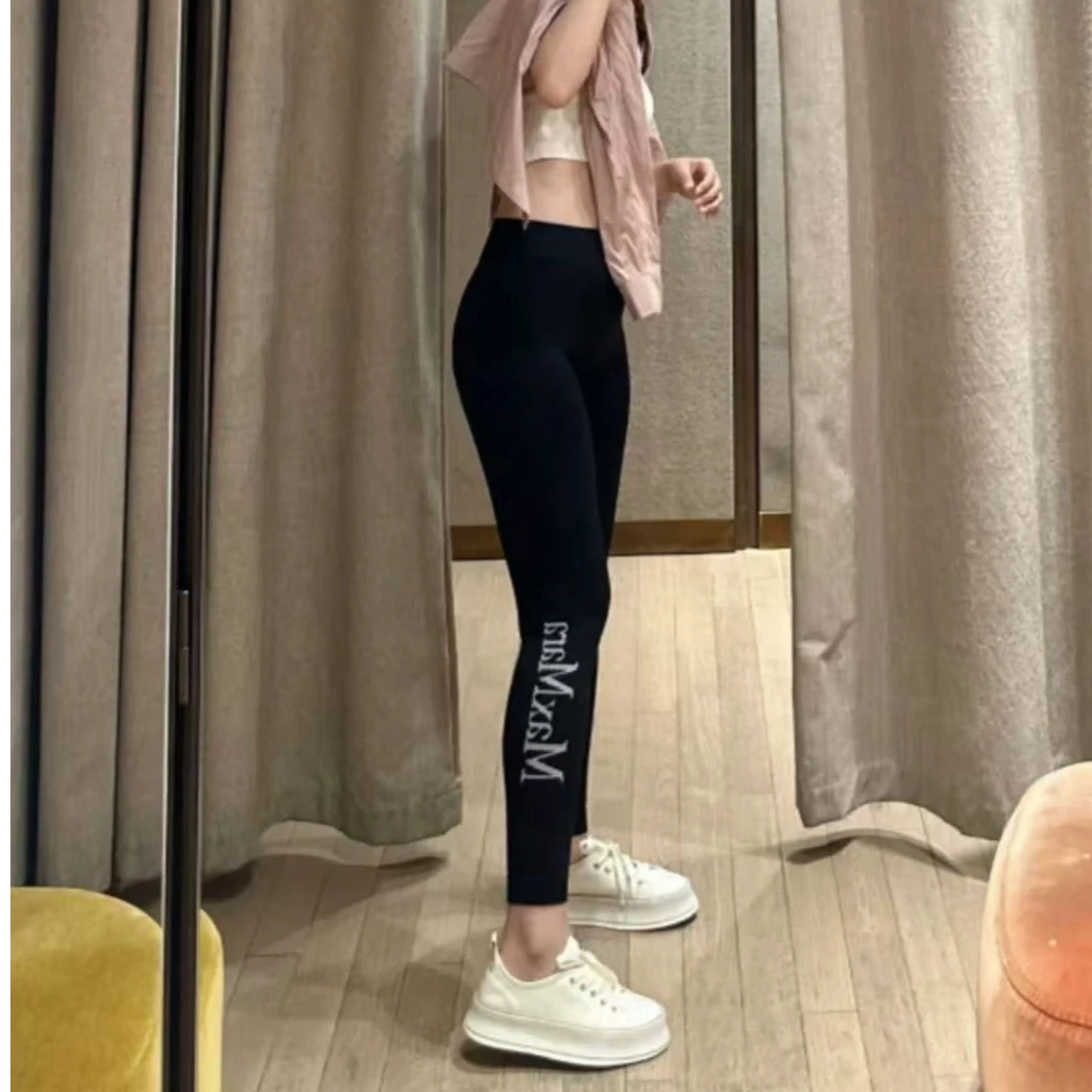 全新未使用 MaxMara 24款logo打底裤 黑色/深蓝色