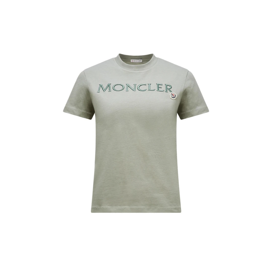 全新未使用 MONCLER Logo字母刺绣圆领短T 女款 2色