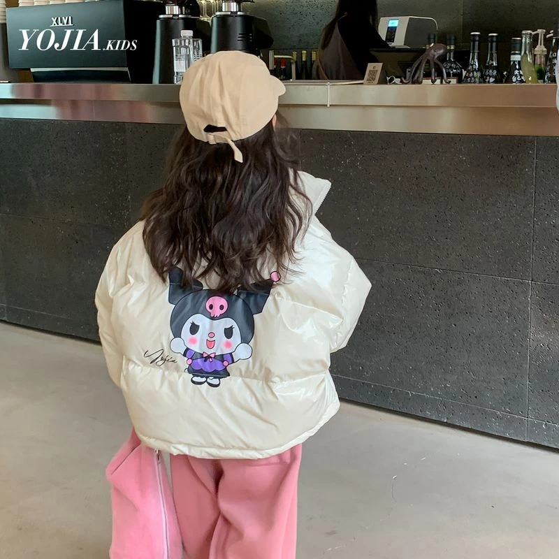 女童短款羽绒服冬装2024新款洋气卡通女孩面包服轻薄免洗儿童外套