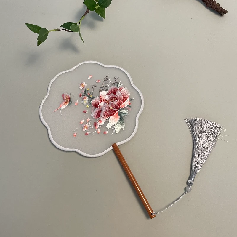 苏绣团扇双面刺绣古风苏绣扇子女手工汉服中国风旗袍古装儿童舞蹈
