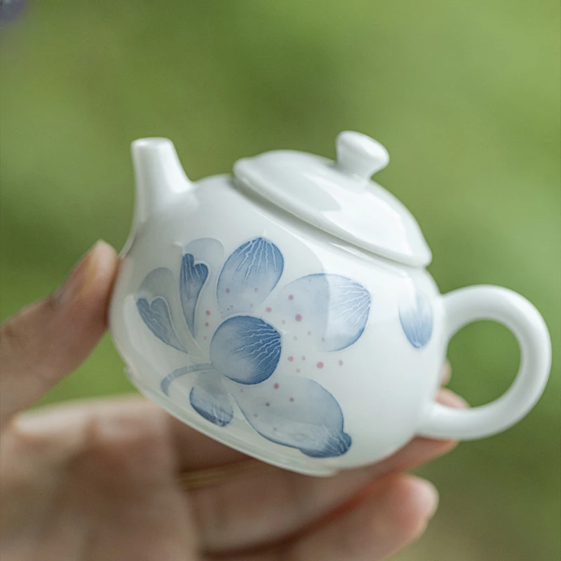 墨己 有田烧手绘莲瓣茶壶文人雅器手执壶球孔过滤小品壶陶瓷壶