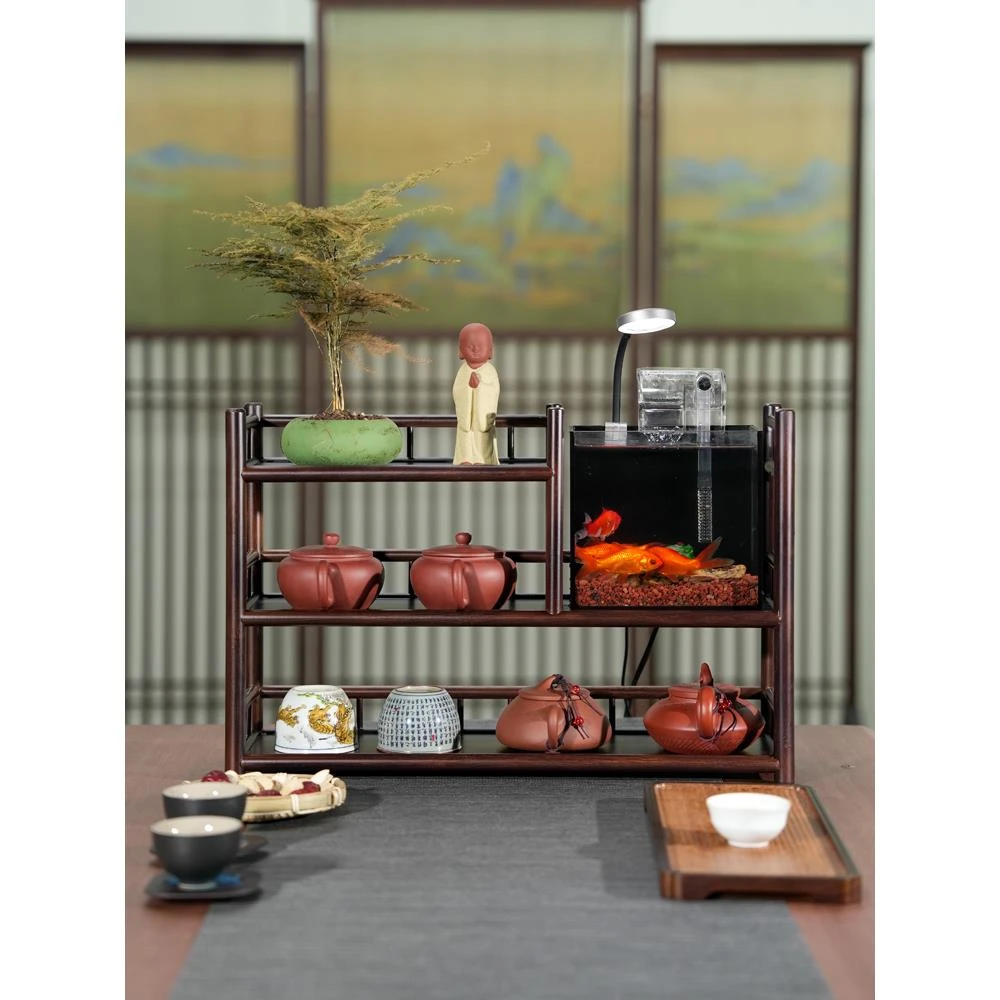 茶具置物架茶杯收纳架茶架子茶桌茶台桌面小型博古架紫砂壶摆放架