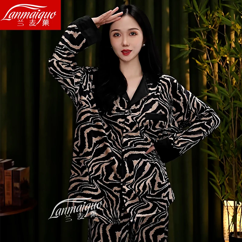 兰麦菓【双面海岛绒】秋冬季情侣加绒睡衣女套装2025新款男士家居服