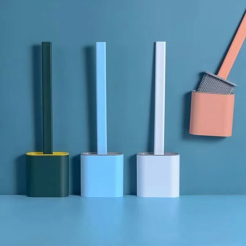 146硅胶马桶刷子网红刷神器洗厕所无死角带底座扁头收纳软刷