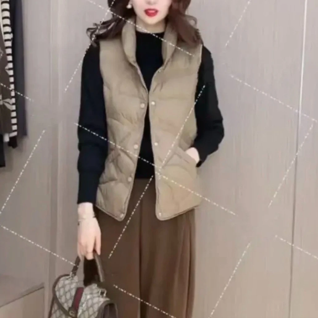冬季不臃肿显瘦轻巧保暖棉服马甲暗扣立领马夹时尚洋气坎肩秋冬
