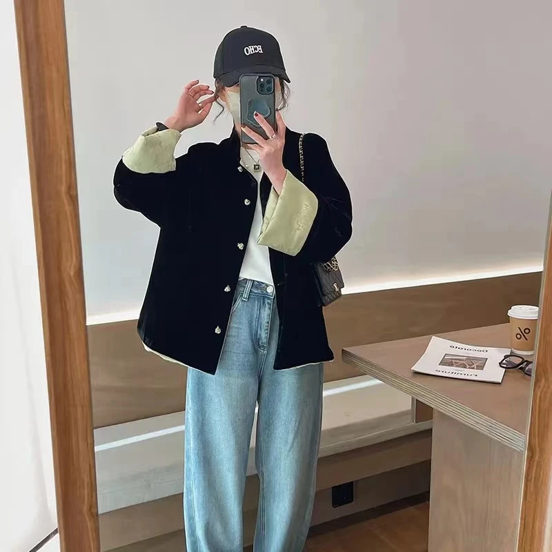 新中式国风盘扣外套女2024年春秋季新款百搭高级感休闲立领上衣女