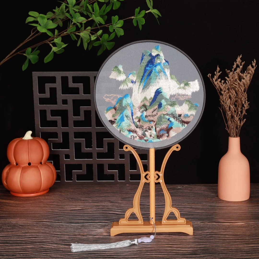 团扇支架苏绣团扇扇架新款团扇支架刺绣扇架子扇子扇架子团扇架子
