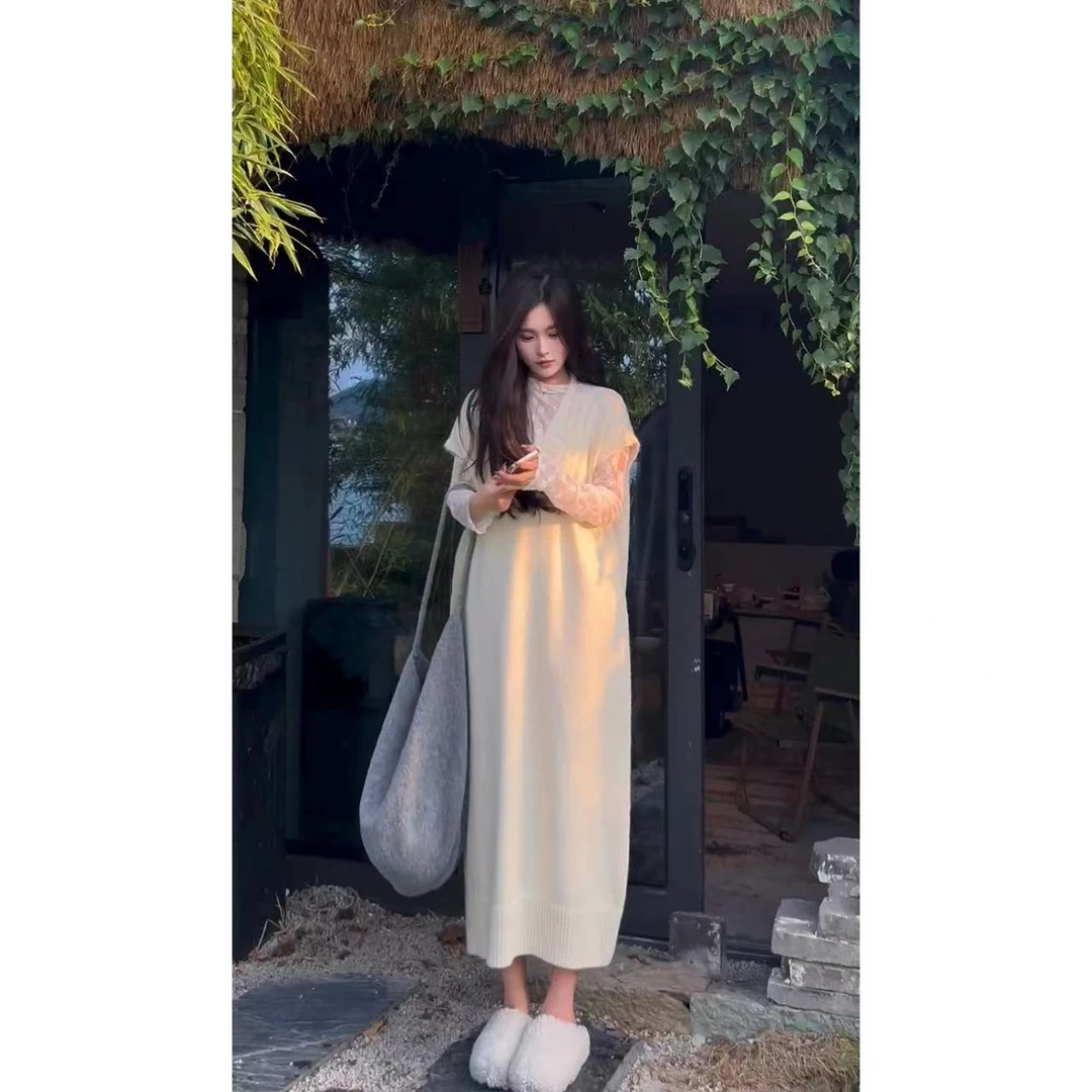 【WEN】慵懒倦气 时尚针织软糯慵懒气质宽松连衣裙08