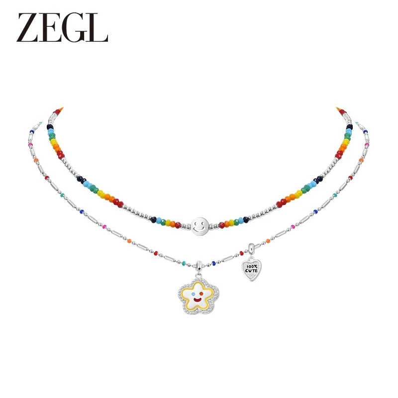 ZEGL 钛钢项链 小彩串系列可爱满分彩串项链简约百搭设计感饰品