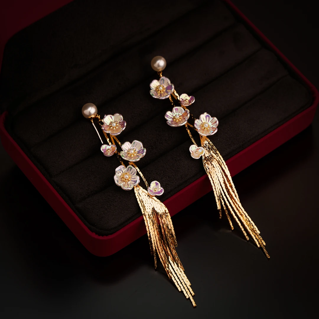 铜合金仿珍珠耳饰 925银针【十里桃花】百搭优雅时尚轻奢耳环E3076