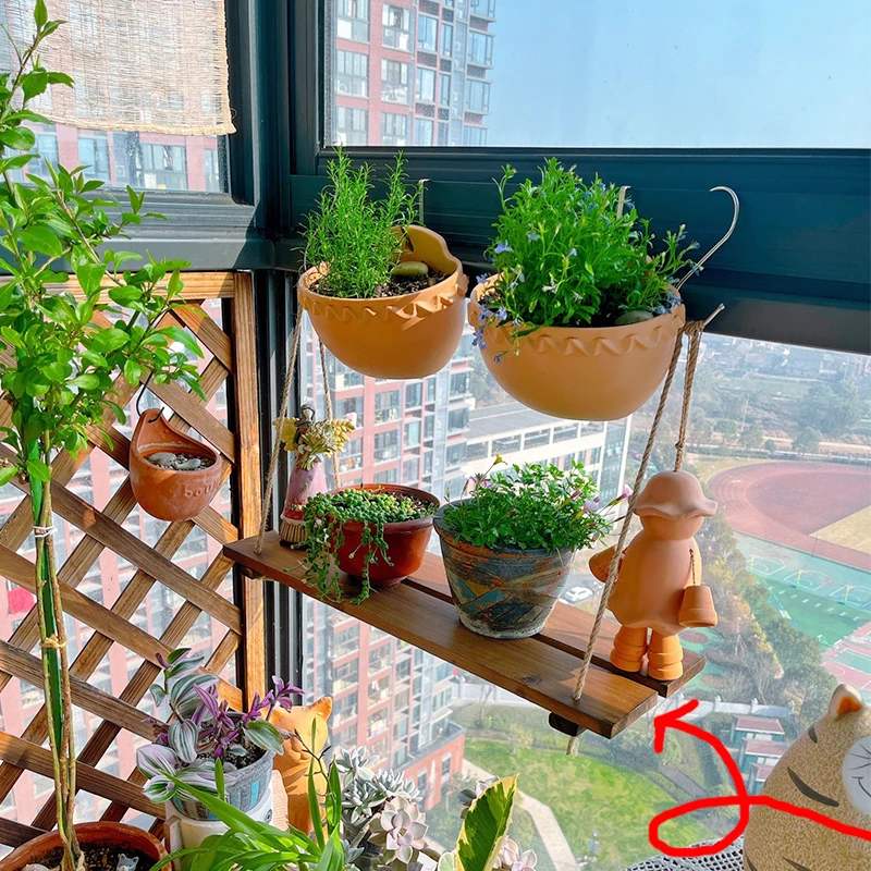 阳台护栏悬挂花架栏杆挂式木头花架挂钩挂墙花架阳台窗户多肉花架