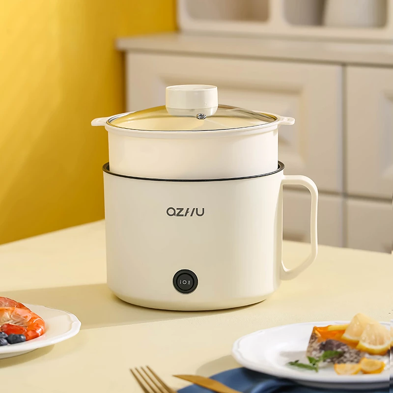 米栗熊多功能电煮锅家用煮面学生锅煎炸蒸煮一体锅小型电火锅双层