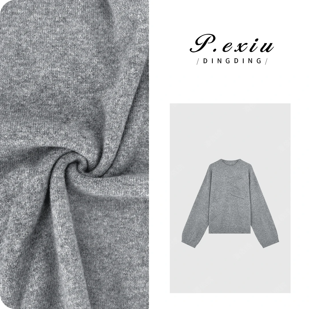 100%绵羊毛慵懒风斜口袋针织长袖毛衣 ZZ0718