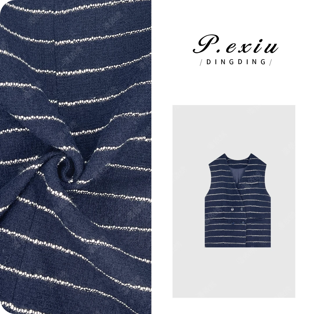 羊-毛高级感条纹V领气质无袖马甲 M0844