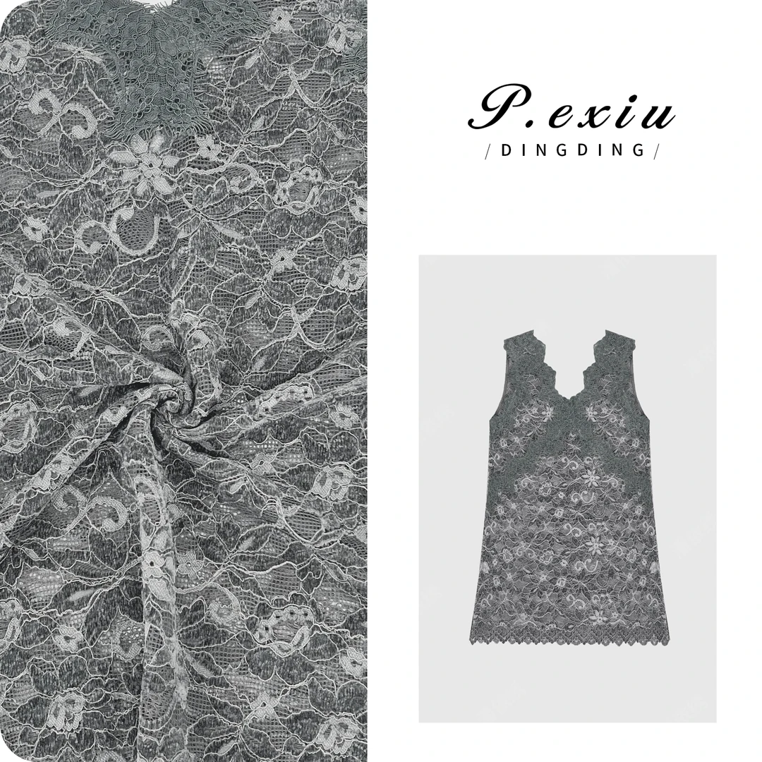 PanYiXiu/潘依绣法式植绒蕾丝勾花V领气质无袖背心 W-62662