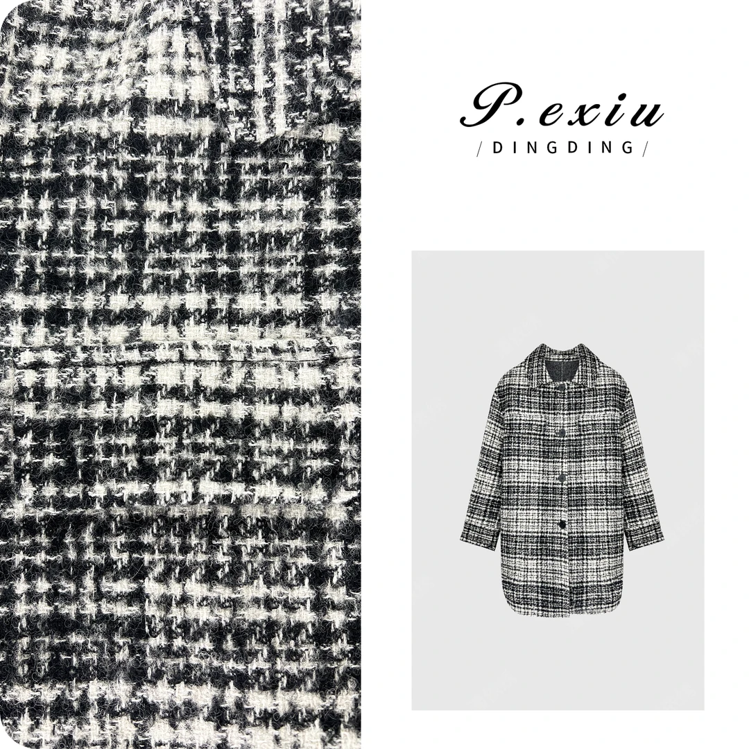 PanYiXiu/潘依绣【秀场小香】绵羊毛粗花格纹毛呢大衣外套 ZX24075