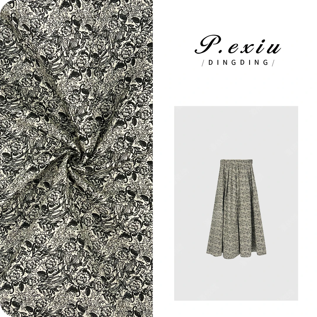 PanYiXiu/潘依绣100%棉复古碎花松紧腰气质半身裙 W-62450