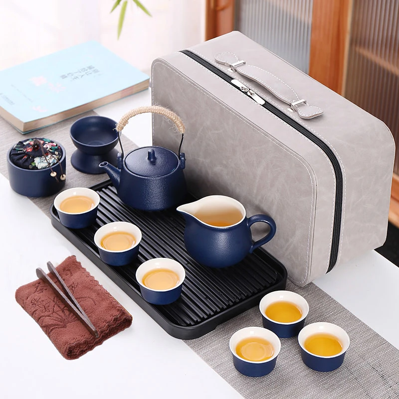 茶具轻奢家用户外泡茶壶盖碗日式露营便携式收纳包茶杯旅游茶盘