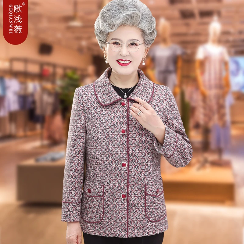 中老年人春装女外套太太衣服妈妈长袖60岁7080奶奶春秋装上衣婆婆