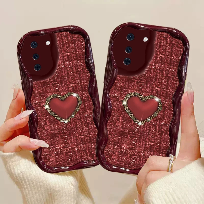 适用于【华为nova10pro/Hi nova10pro】奶油纹编织金属爱心手机壳