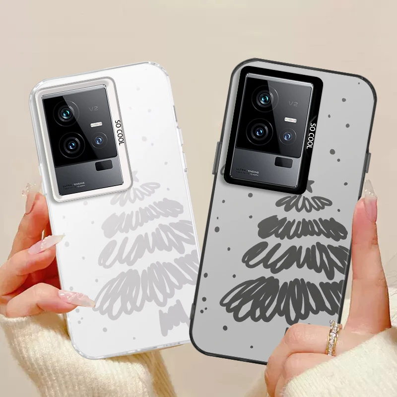 适用于【vivoiqoo11s】亚银撞色圣诞树全包镜头保护手机壳
