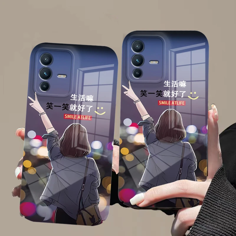 适用于【vivos12pro】菲林亮面笑一笑全包镜头保护手机壳