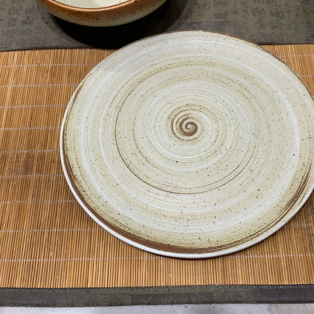 陶景德镇粗陶复古盘碗微瑕