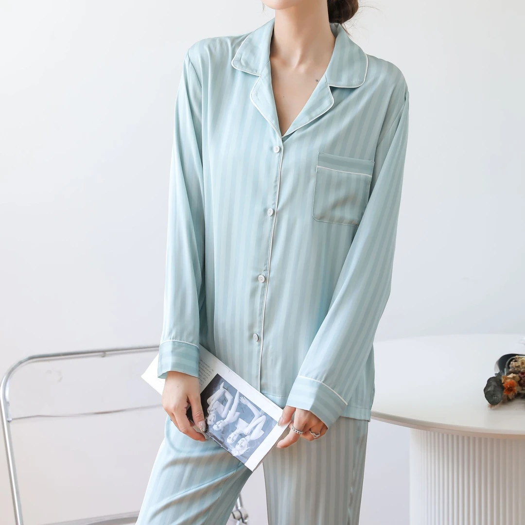 【绿底条纹长套】小众设计潮牌气质舒适休闲时尚女士家居服