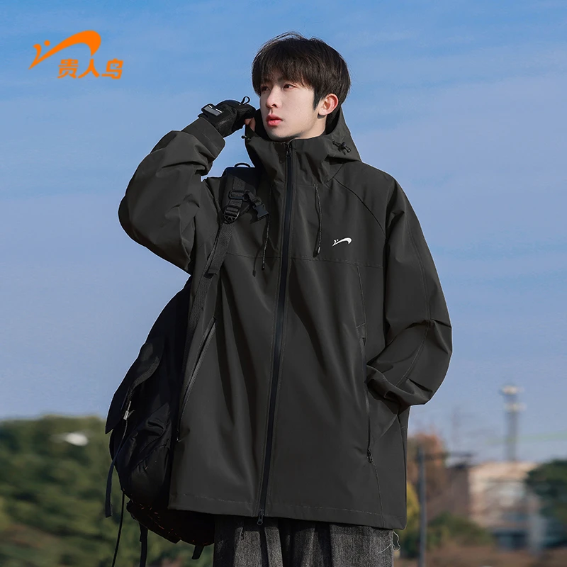 贵人鸟冲锋风衣男款春秋季运动休闲外套防风防水情侣户外连帽夹克