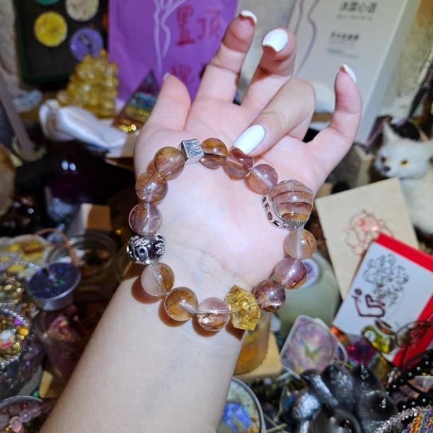 非金属珐琅手链 锦鲤浇花黄塔手链