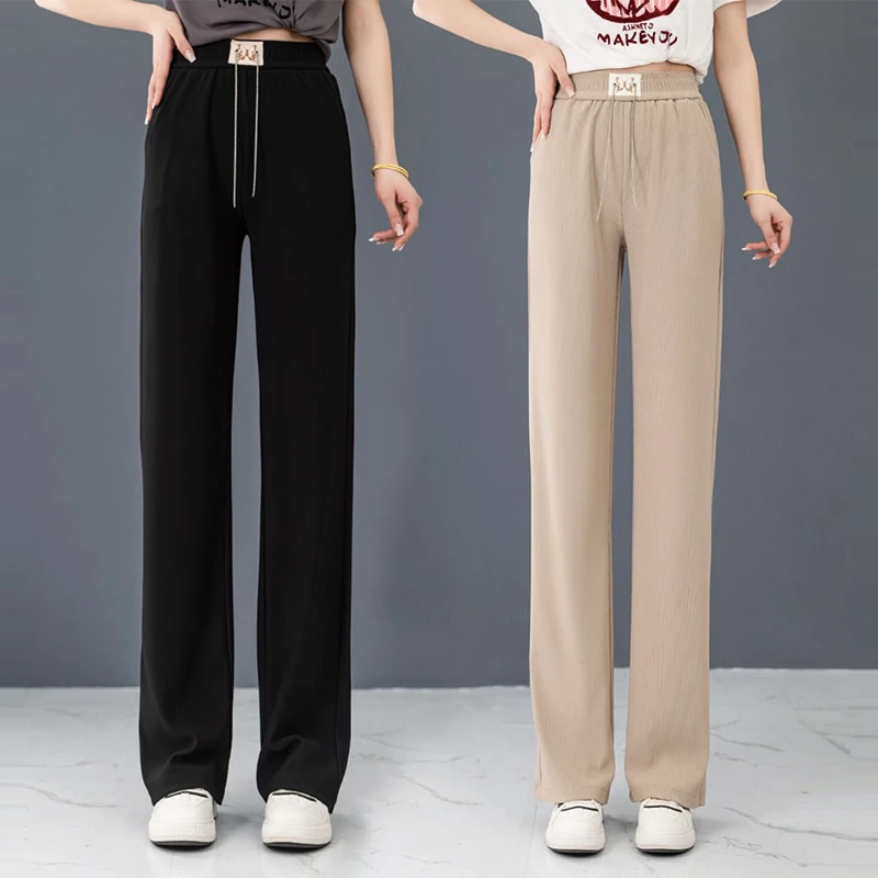 窄版阔腿裤子女2025夏季新款高腰垂感西装裤显瘦百搭直筒休闲长裤