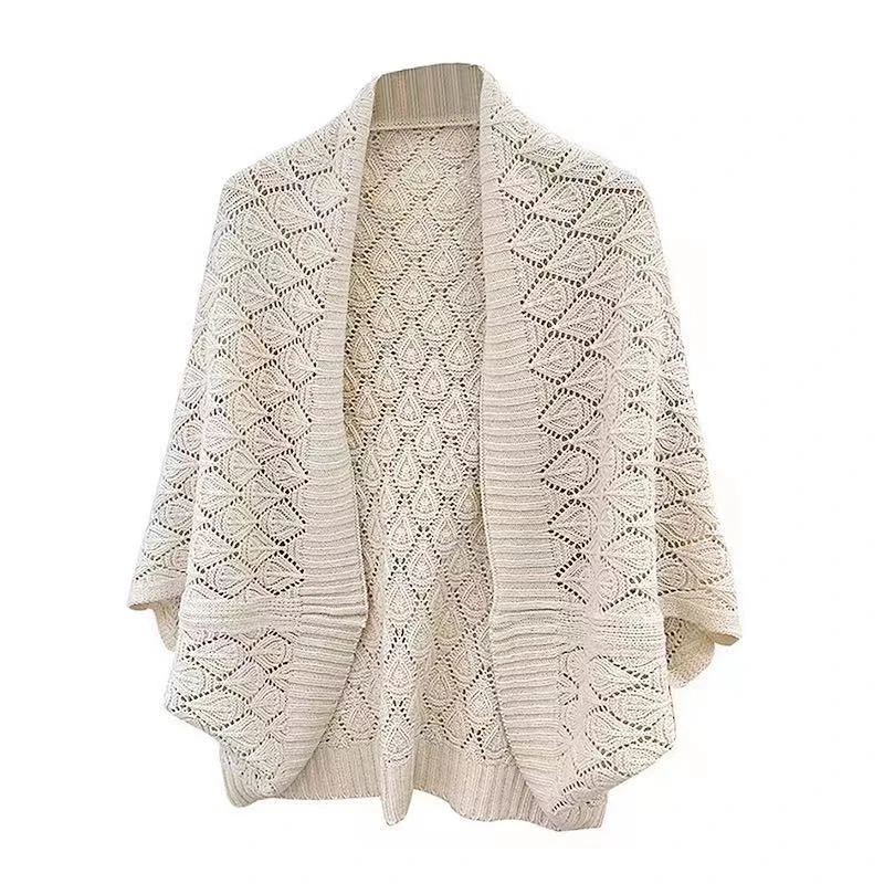 蝴蝶袖针织外套均码安诗歌镂空薄款女士气质春秋