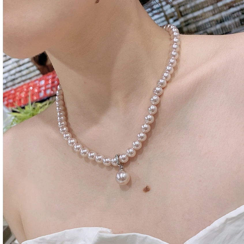 铜合金仿珍珠吊坠 曼塔玫瑰紫 爆款珍珠项链 毛衣链 锁骨链