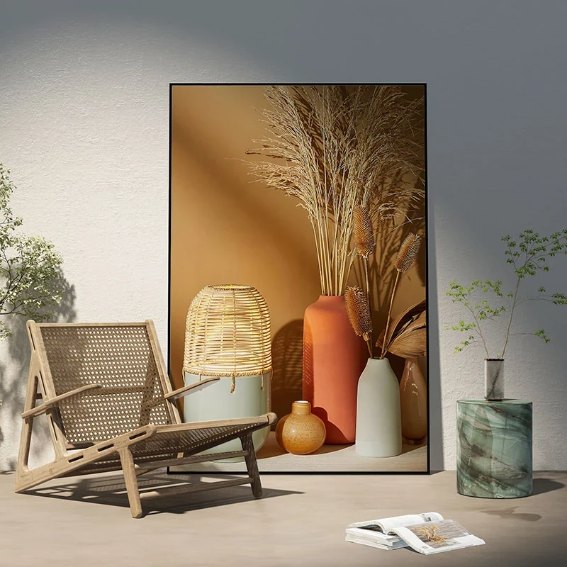 北欧静物客厅沙发落地装饰画玄关走廊挂画现代简约落地大幅壁画