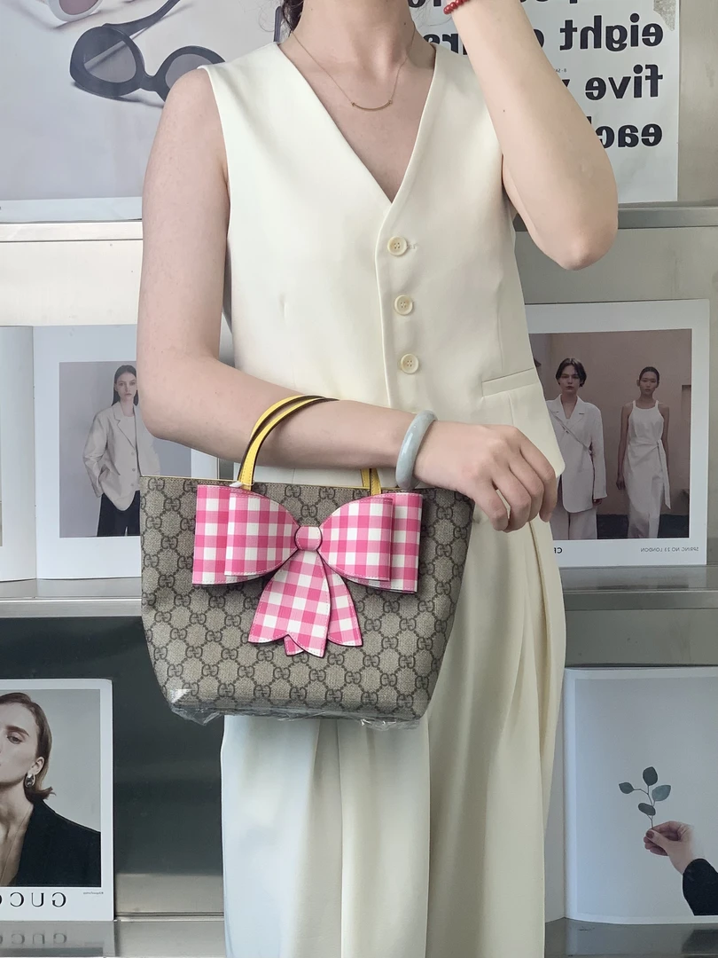 99新 GUCCI/古驰 gucci 儿童蝴蝶结手拎包/无公价/甄选