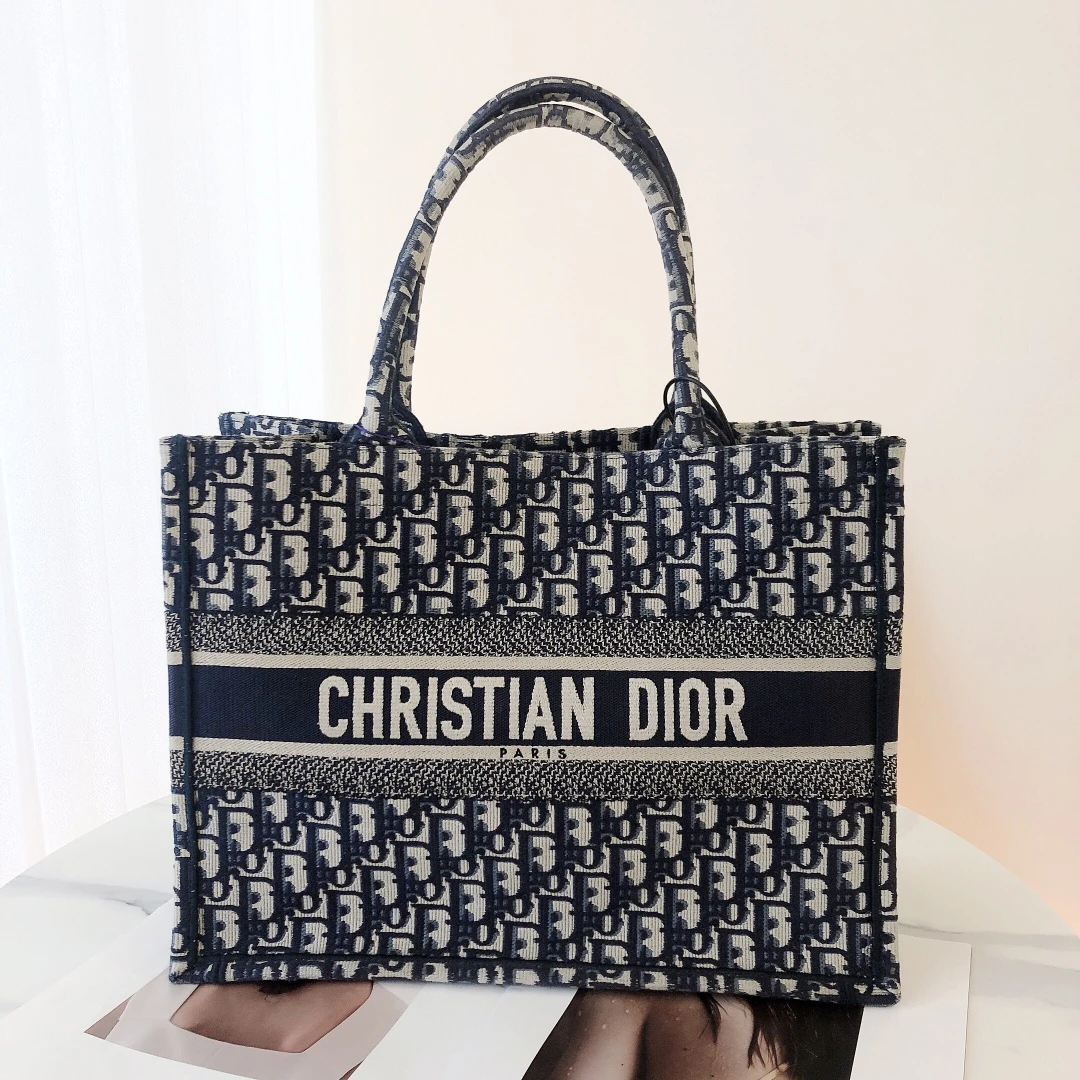 99新 Dior/迪奥 dior tote中号蓝色老花手提包/公价25500/甄选