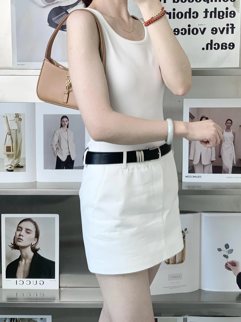 95新 YSL/圣罗兰 98新/YSL hobo mini 奶茶色光面腋下包/甄选
