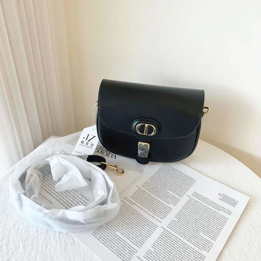 99新 DIOR/迪奥 dior bobby中号全皮黑色单肩斜挎包 /无公价/严选