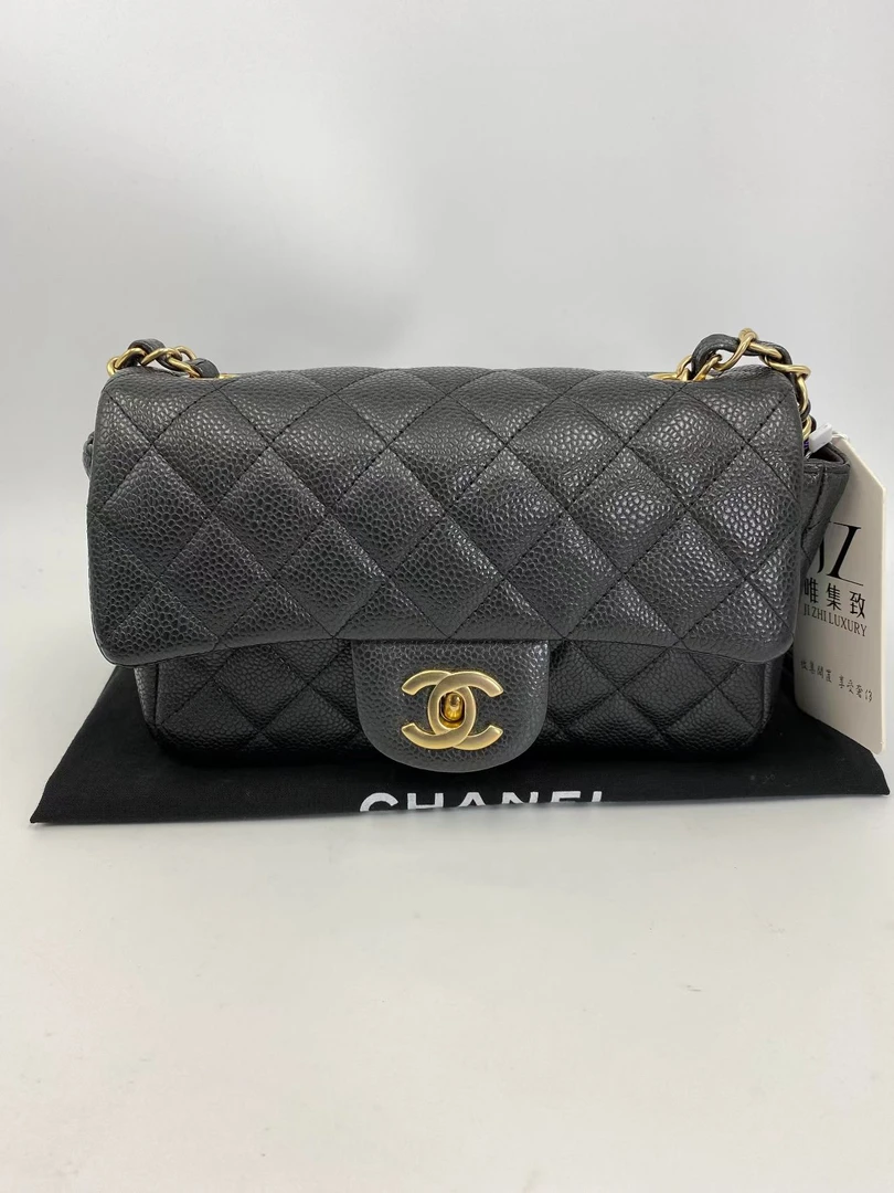 99新 Chanel/香奈儿 chanel cf大mini黑金荔枝单肩包/无公价/甄选