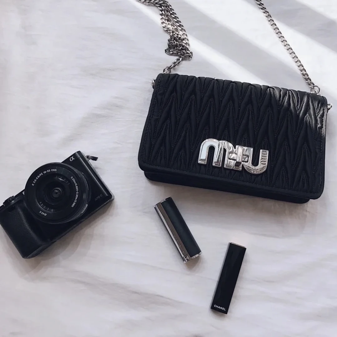 99新 MIU MIU/缪缪 miumiu黑色链条包 时尚单肩包/甄选