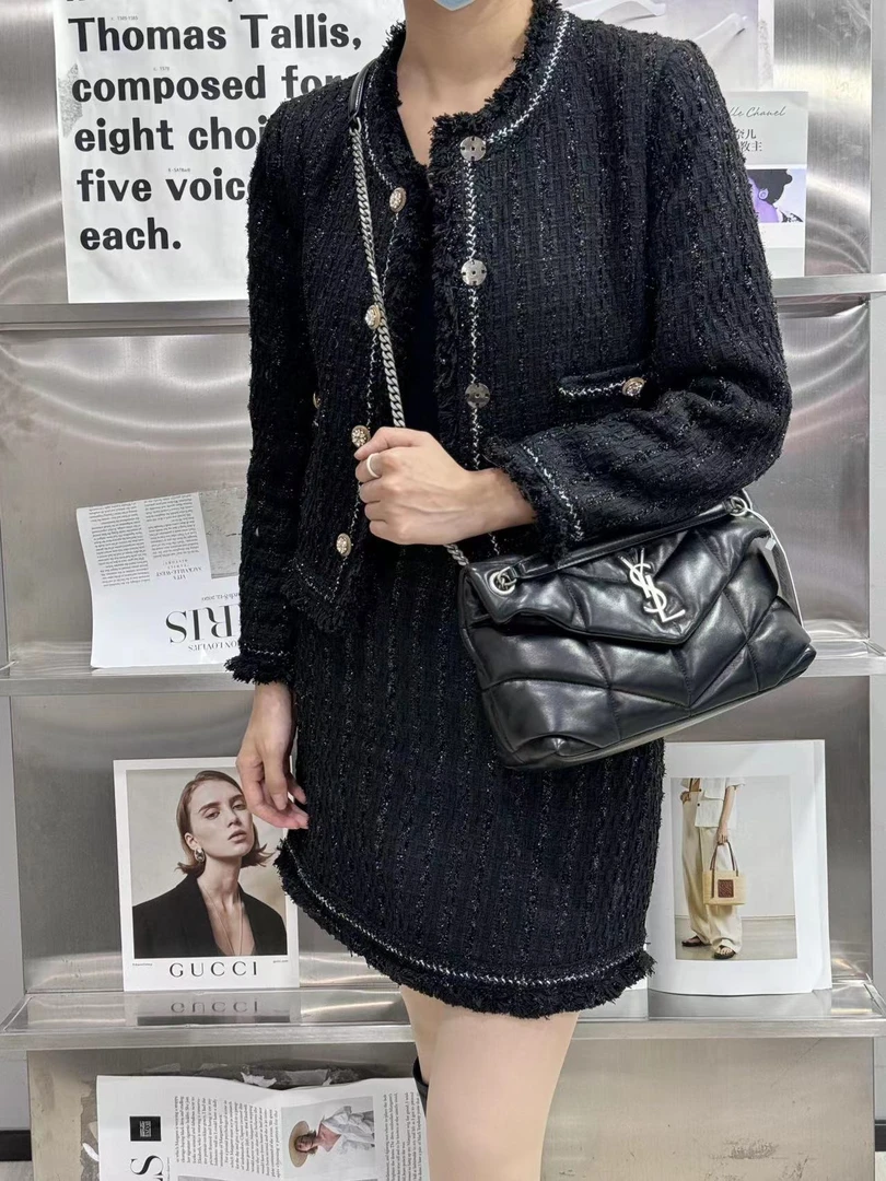 95新 YSL/圣罗兰 Ysl 云朵中号黑银单肩斜挎包/98新/无公价/优品