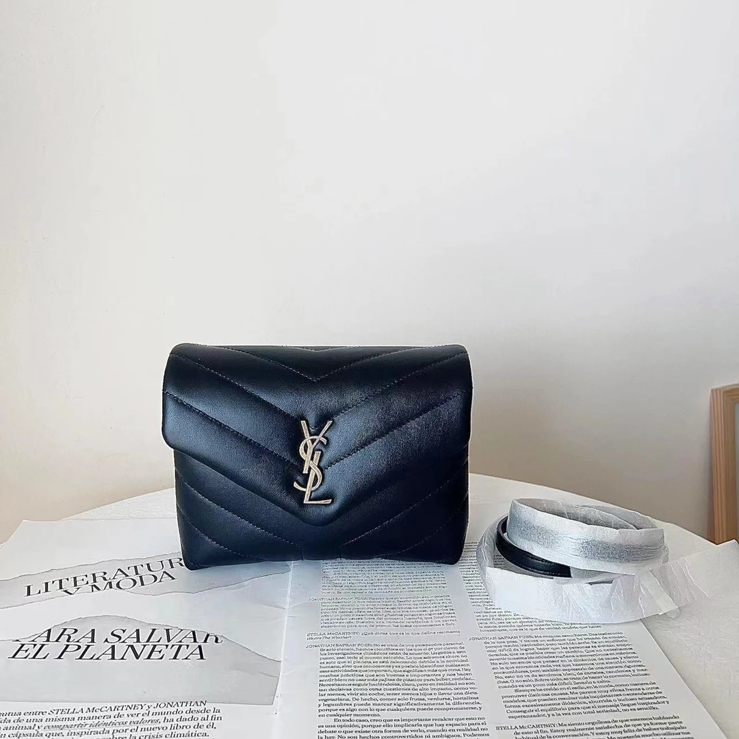 99新 YSL/圣罗兰 loulou黑金小号斜挎肩包/无公价/甄选