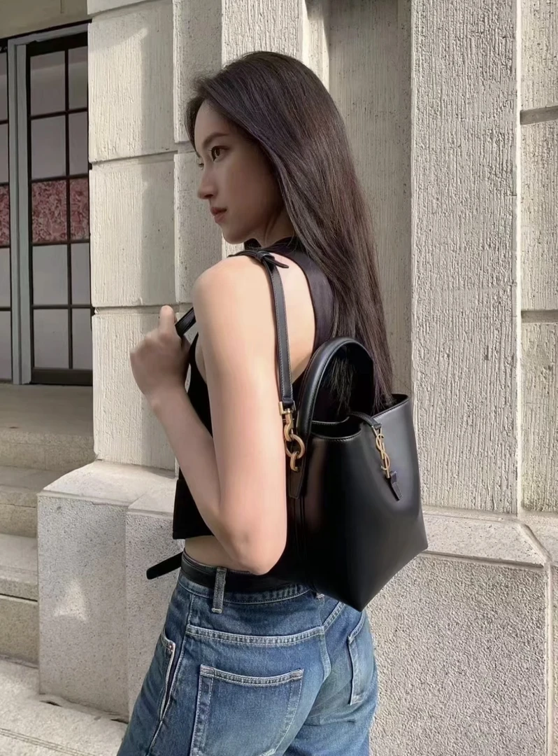 99新 YSL/圣罗兰 YSL le37黑金小号水桶/优品